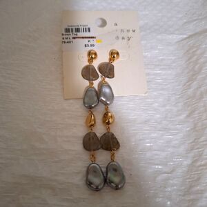 A New Day Women's Dangle Drop Pierced Earrings Gold Tone Faux Stone Office Siren